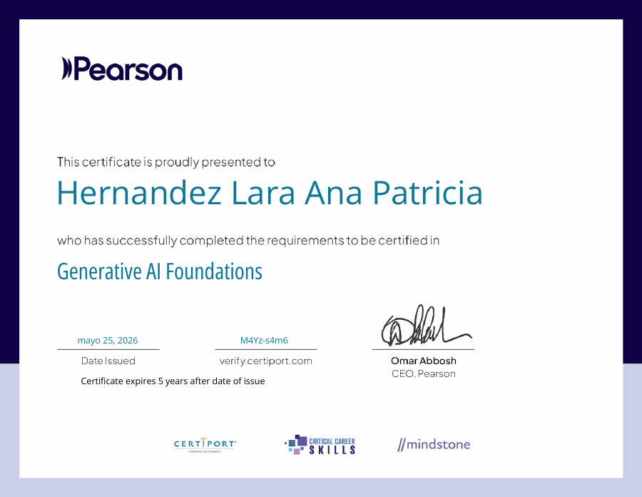 Vista previa del certificado Critical Career Skills - Generative AI Foundations