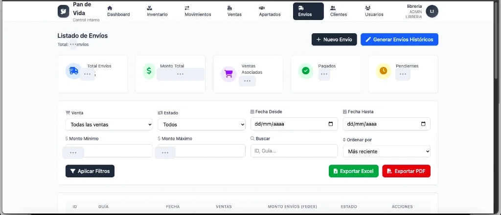 Laravel — Control de Envíos
