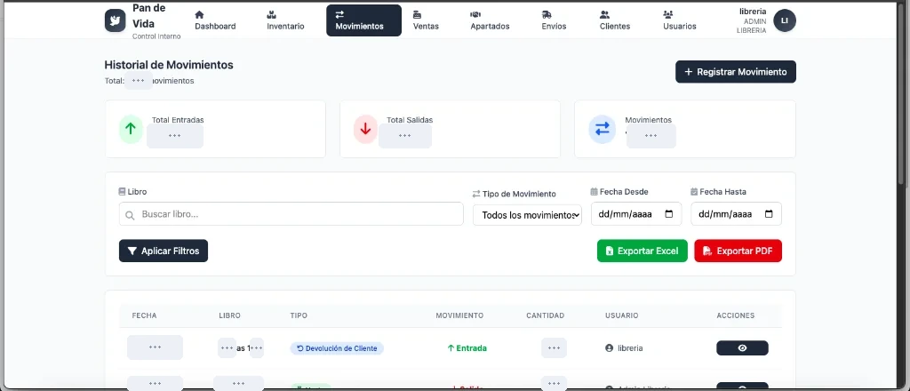 Laravel — Historial de Movimientos