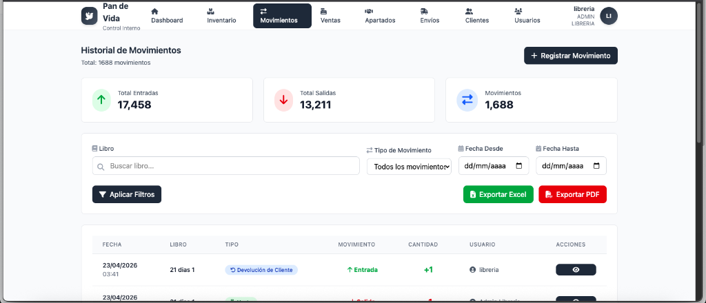 Laravel — Historial de Movimientos