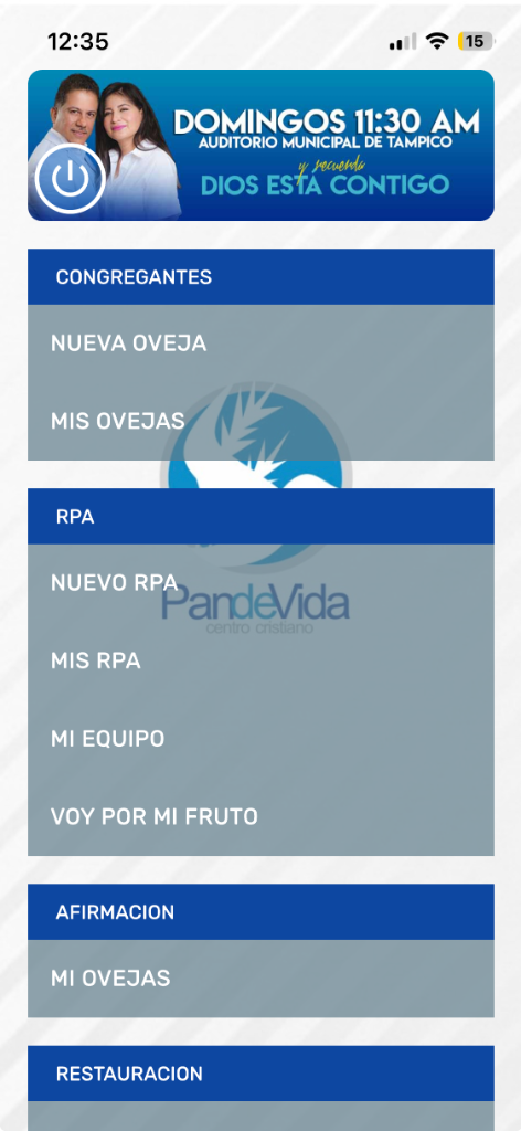 App — Menú de Navegación